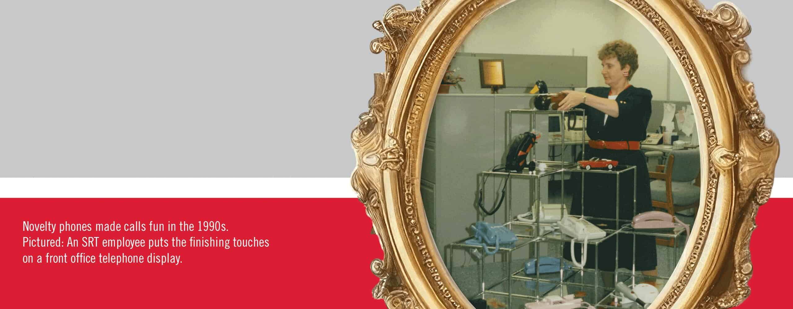 SRT employees demonstrate a telecommunications power panel used in the 1960s.