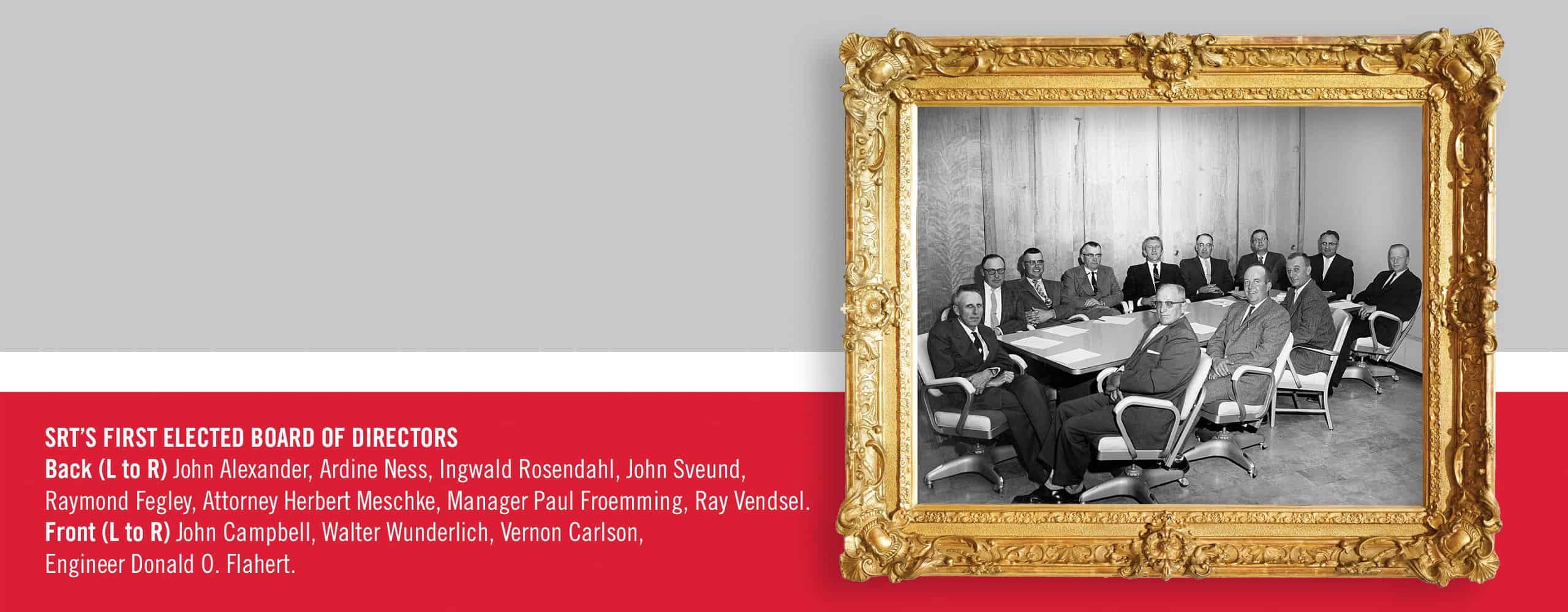 SRT employees demonstrate a telecommunications power panel used in the 1960s.