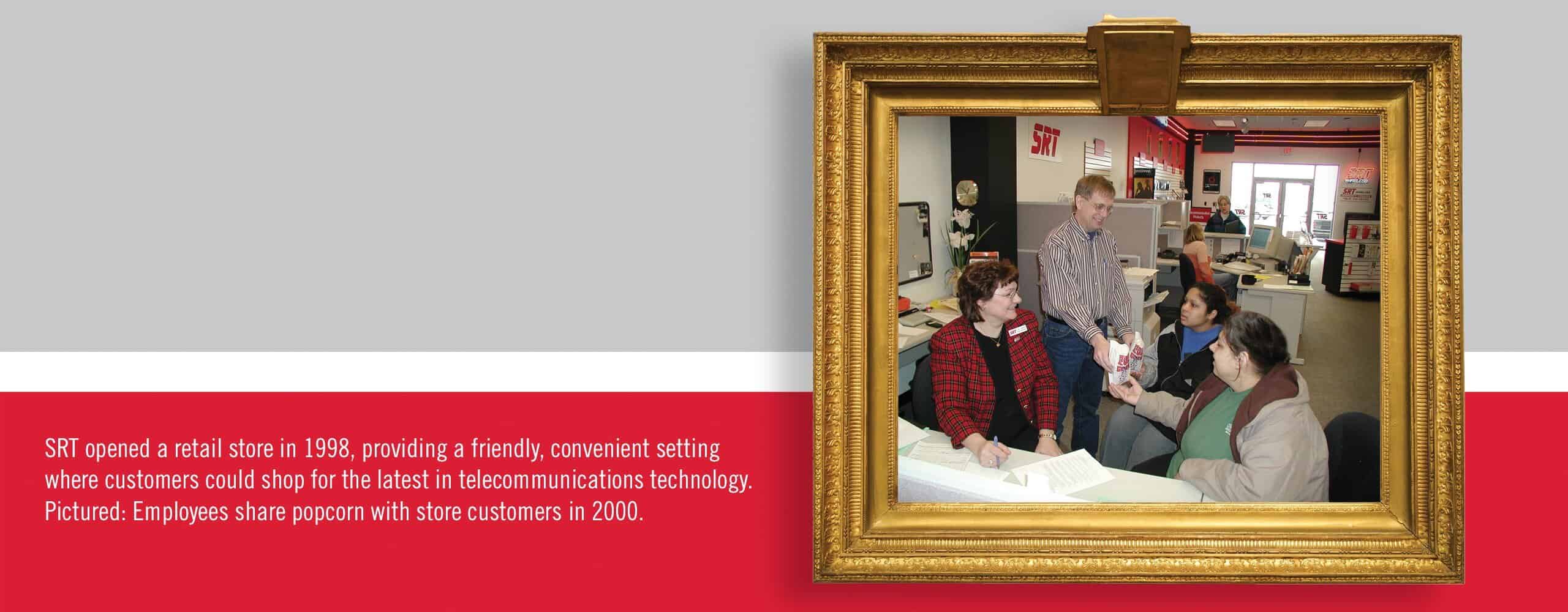 SRT employees demonstrate a telecommunications power panel used in the 1960s.